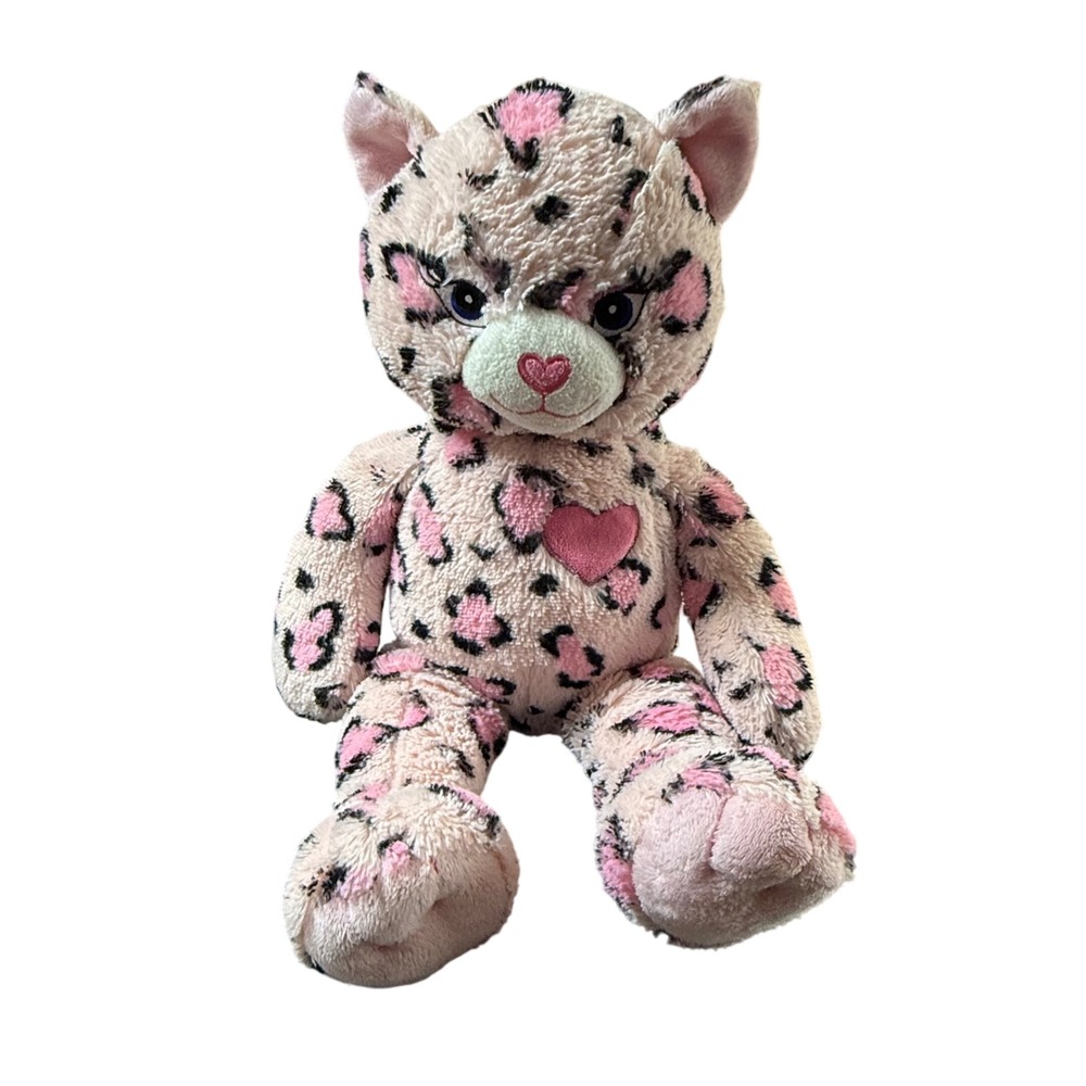 Build-A-Bear Pink Leopard‎ Plush Stuffed Animal Heart Nose & Chest BABW